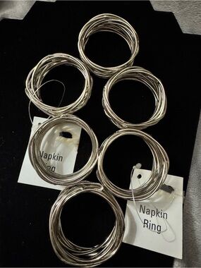 Silver Tone Twisted Wire Napkin Rings Set of 6 Unbranded